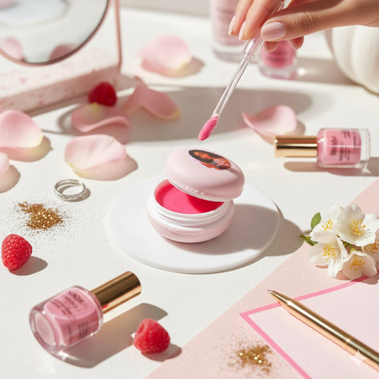 Strawberry Macaron Lip Balm (Cartoon Logo)